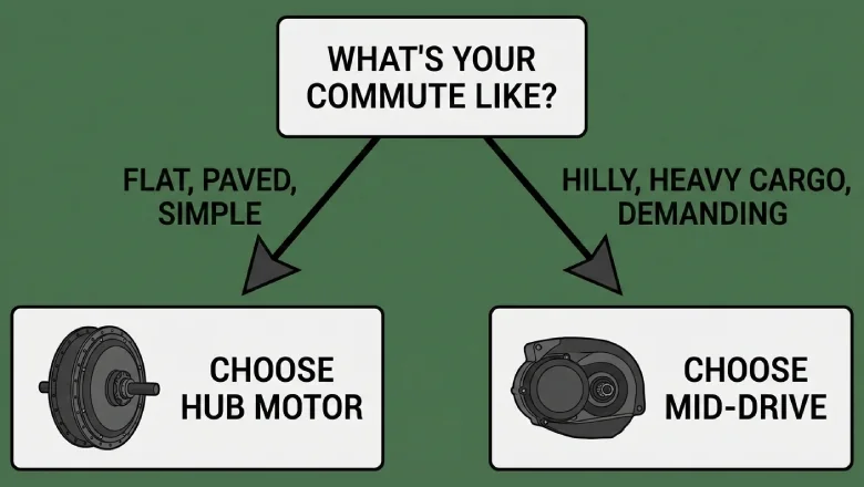hub motor vs mid drive decision tree based on commute